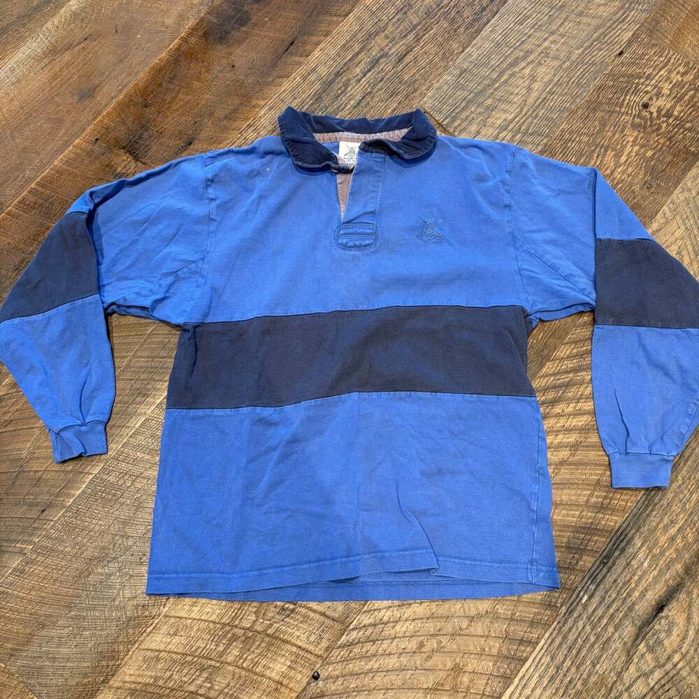 Vintage Ruck-It Rugby Wear Colorblock Rugby Shirt Men’s Large Blue Navy 90s Prep